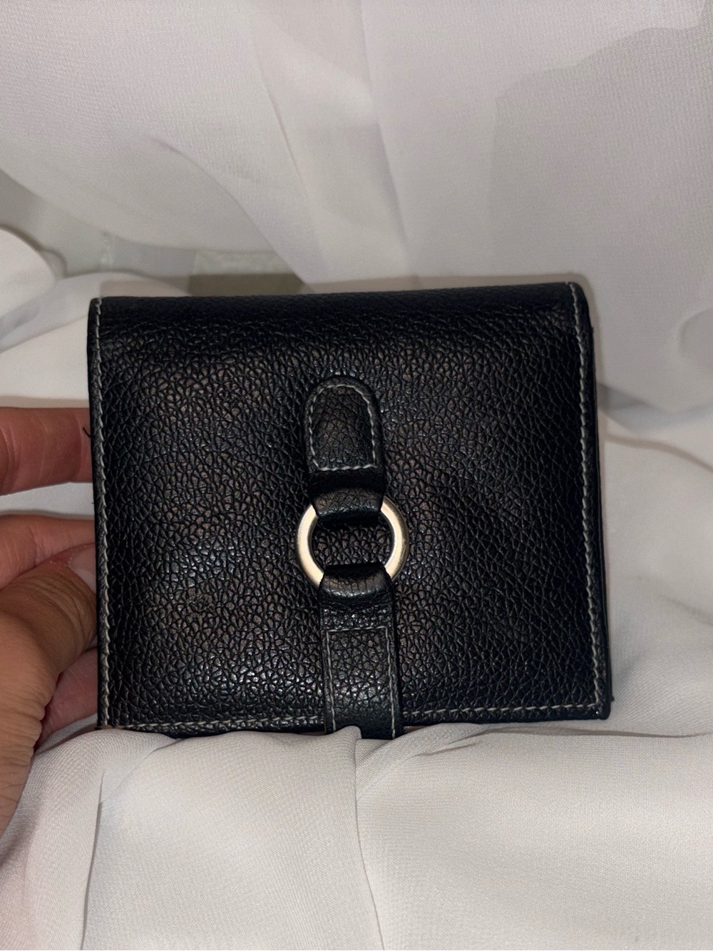 Mossimo Supply Co. Black Leather Wallet with Silver Ring Detail